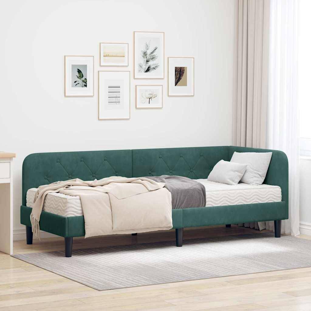 vidaXL Eckbettgestell Dunkelgrün 80 x 200 cm Samt