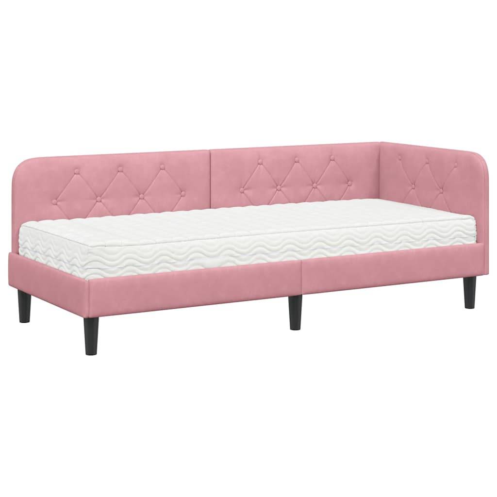 vidaXL Eckbettgestell Rosa 80 x 200 cm Samt