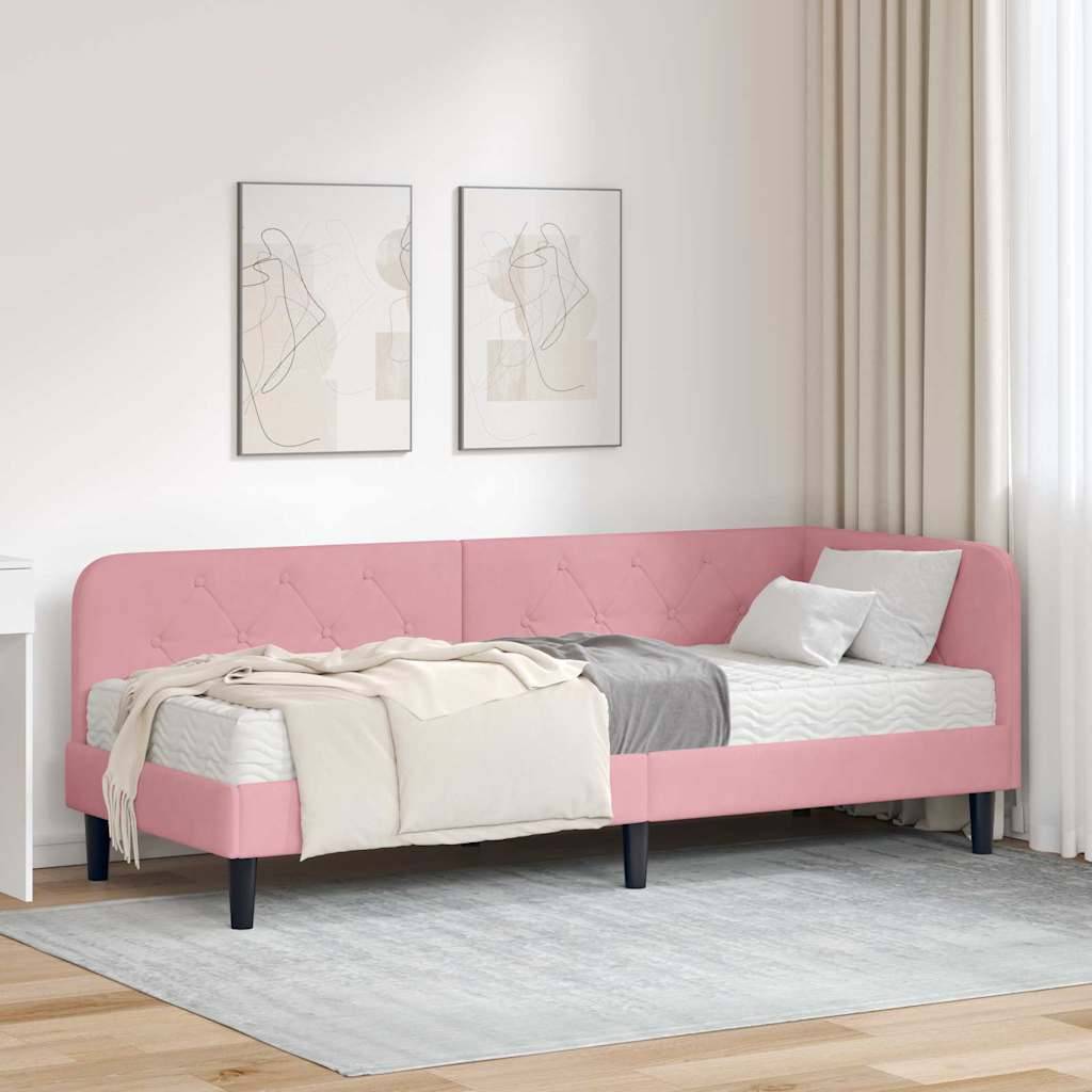 vidaXL Eckbettgestell Rosa 80 x 200 cm Samt