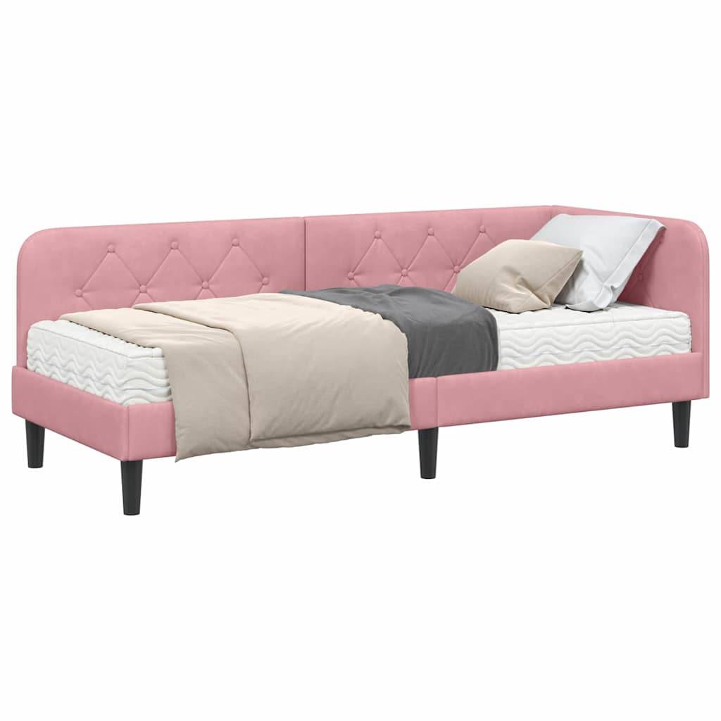 vidaXL Eckbettgestell Rosa 80 x 200 cm Samt