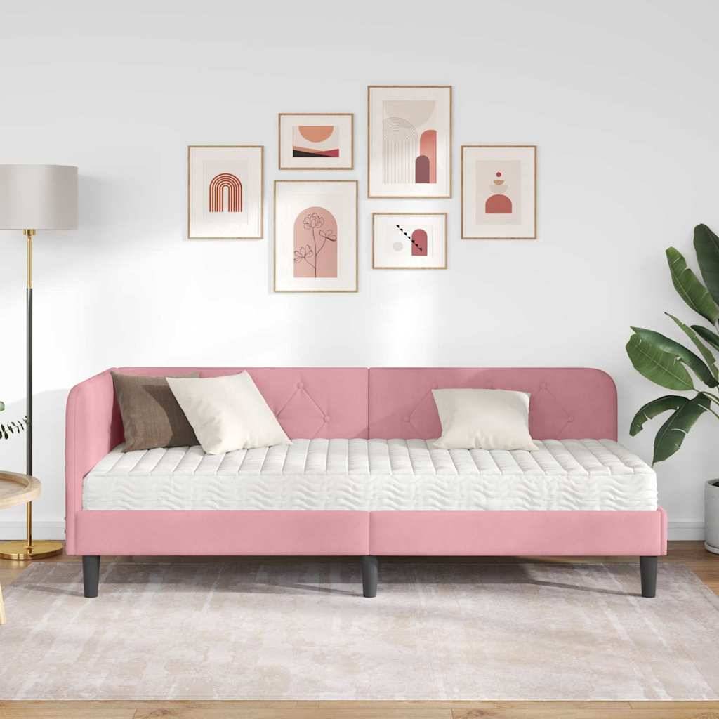 vidaXL Eckbettgestell Rosa 80 x 200 cm Samt