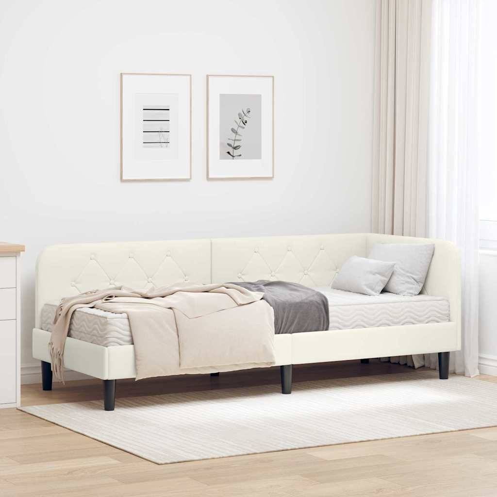 vidaXL Eckbettgestell Creme 80 x 200 cm Samt