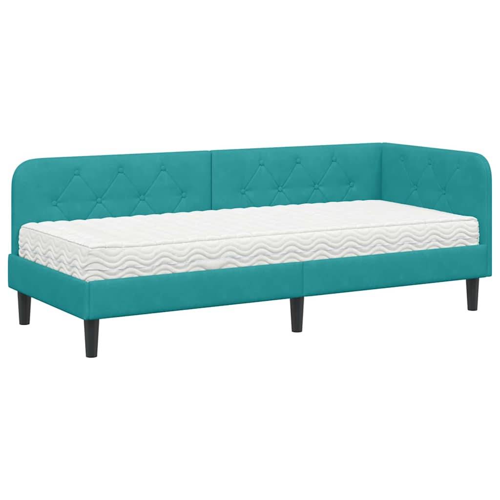vidaXL Eckbettgestell Türkis 80 x 200 cm Samt