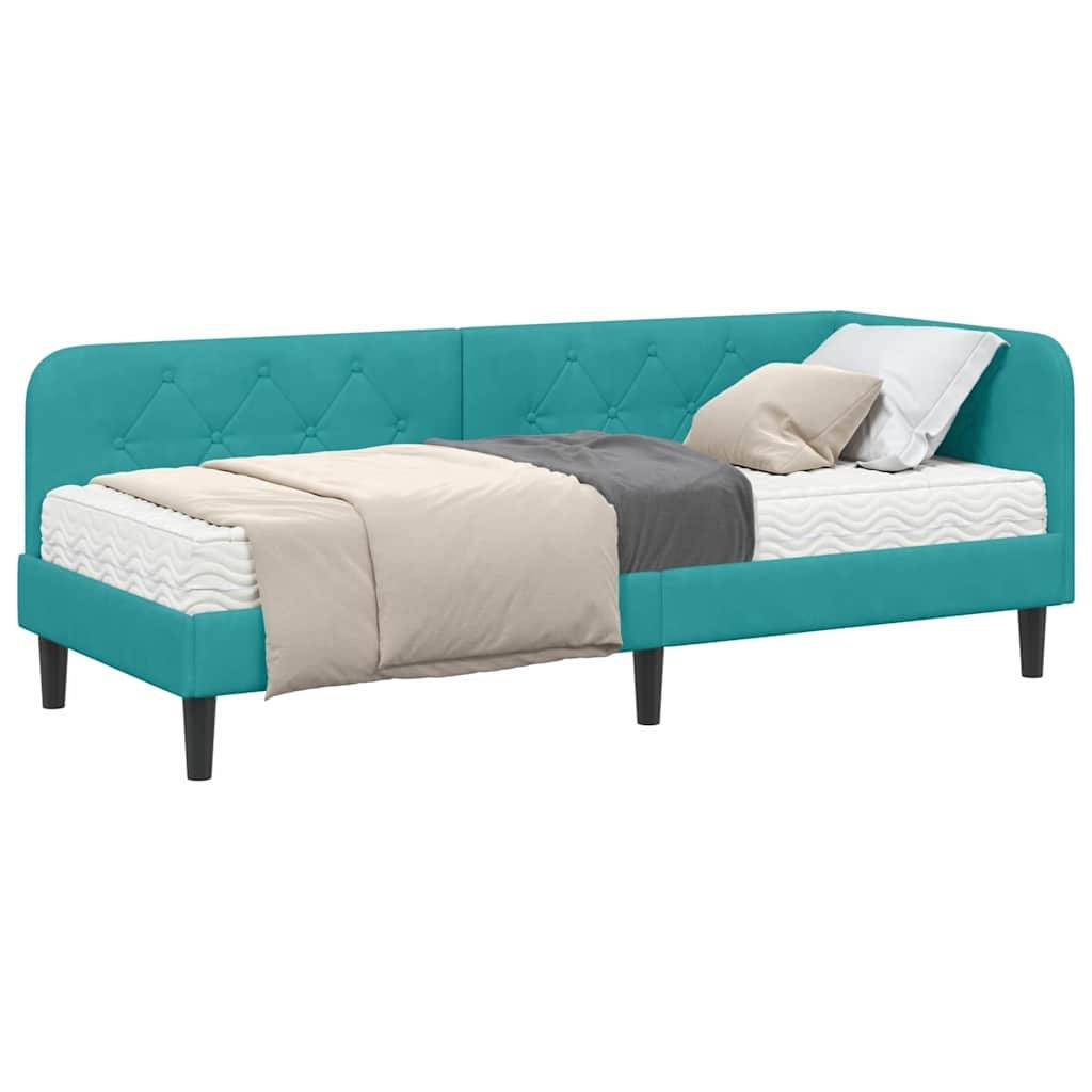 vidaXL Eckbettgestell Türkis 80 x 200 cm Samt