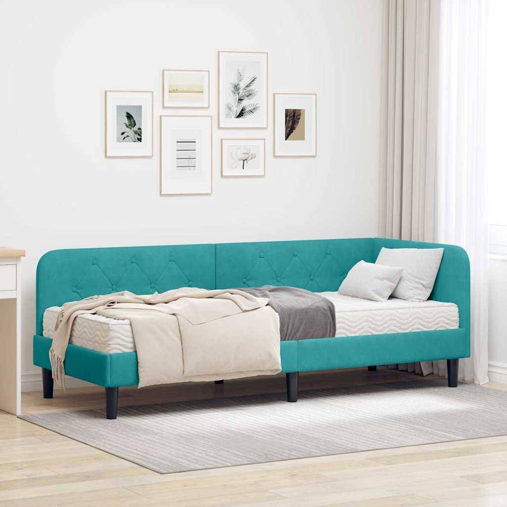 vidaXL Eckbettgestell Türkis 80 x 200 cm Samt