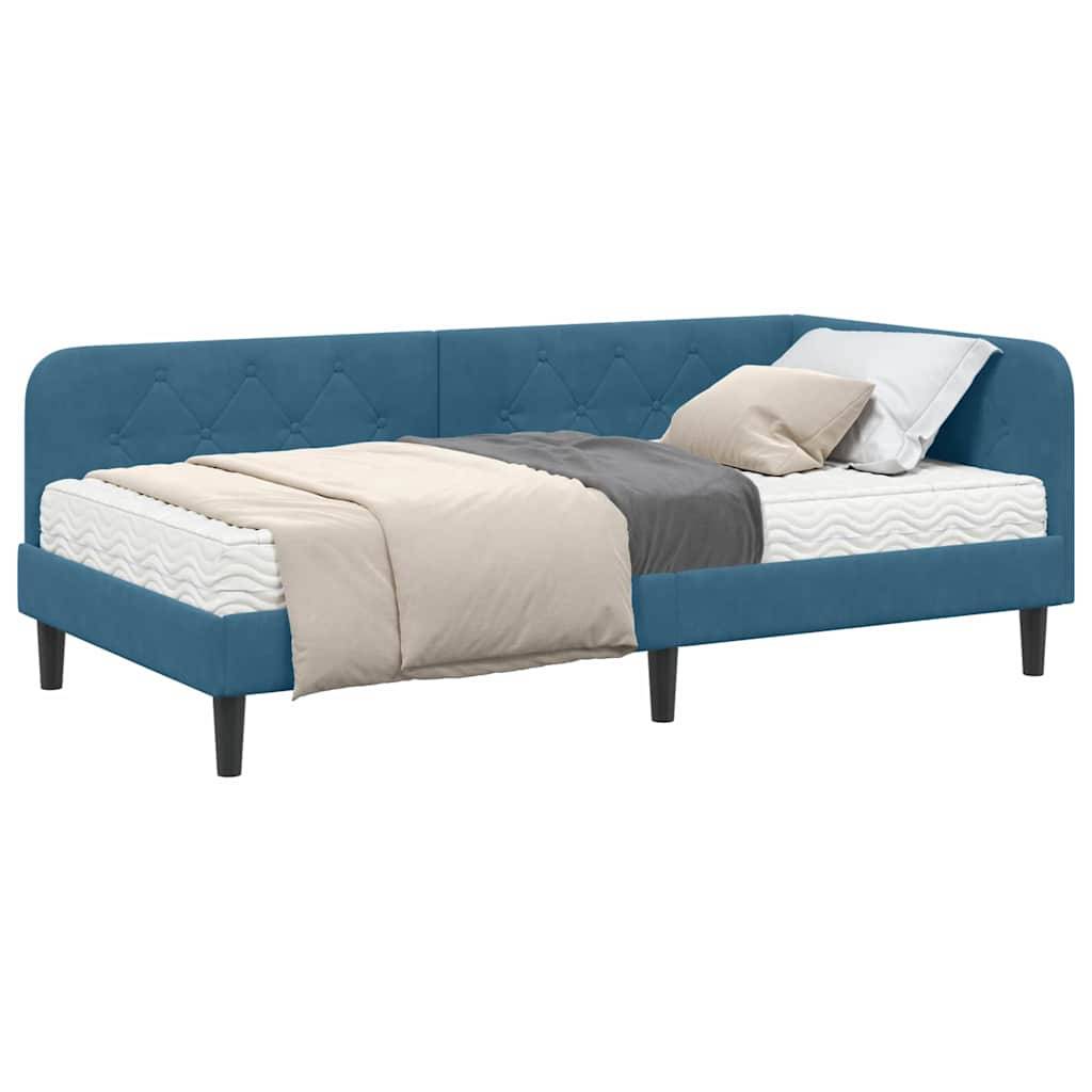 vidaXL Eckbettgestell Blau 90 x 200 cm Samt