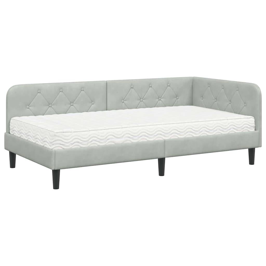 vidaXL Eckbettgestell Hellgrau 90 x 200 cm Samt
