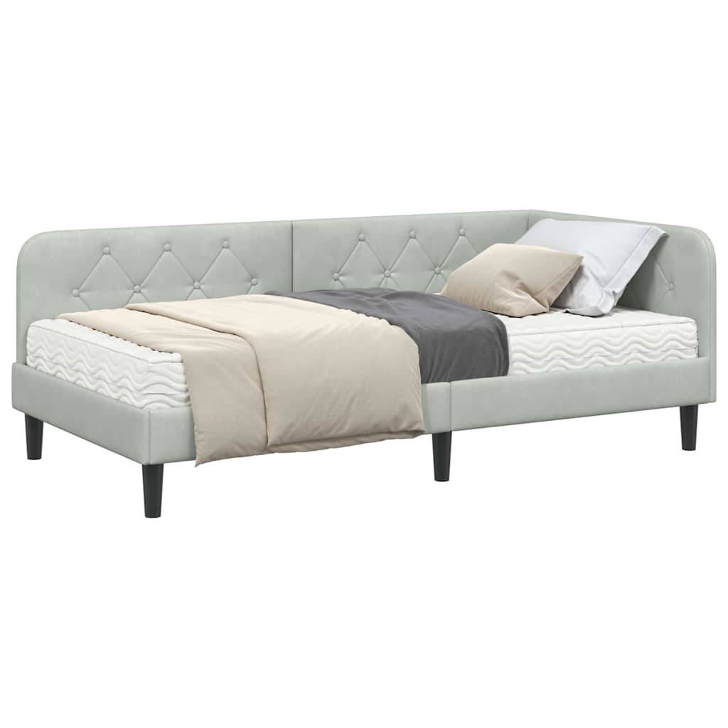 vidaXL Eckbettgestell Hellgrau 90 x 200 cm Samt