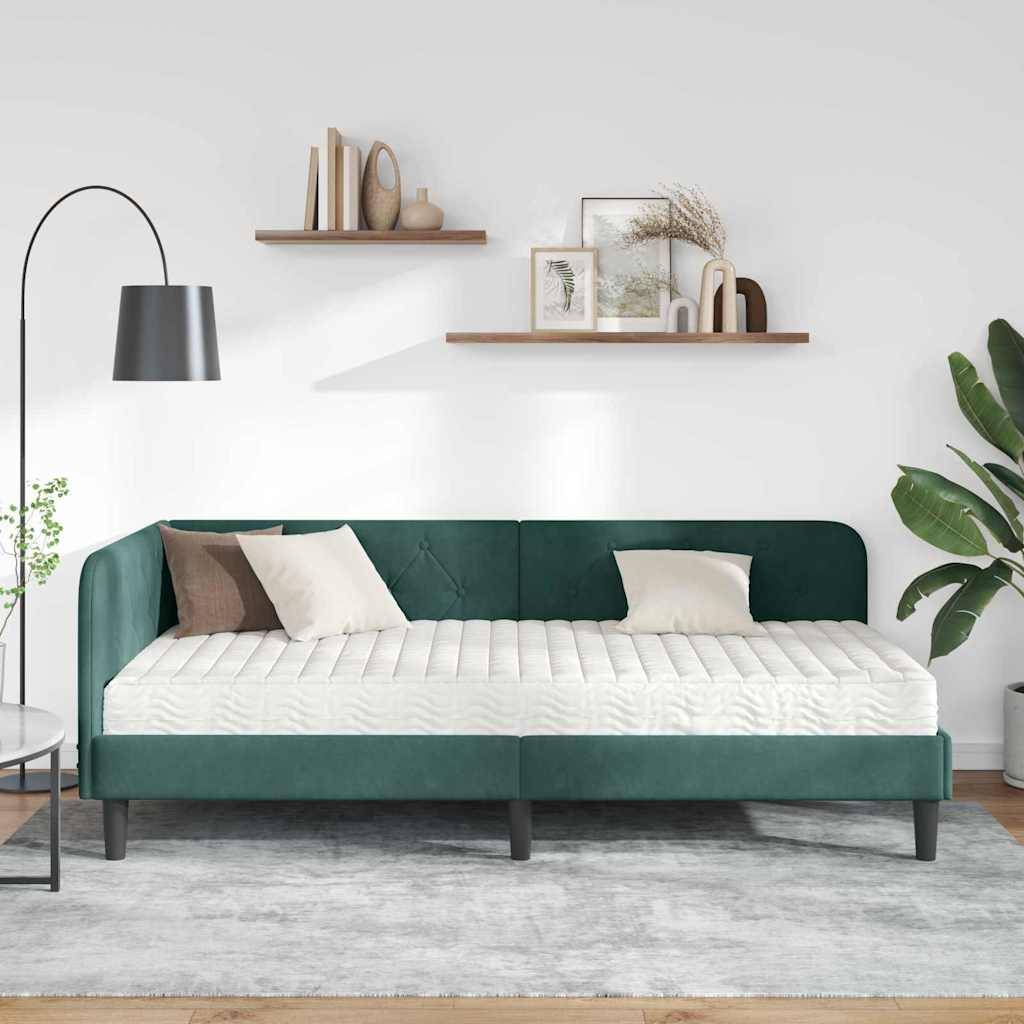 vidaXL Eckbettgestell Dunkelgrün 90 x 200 cm Samt