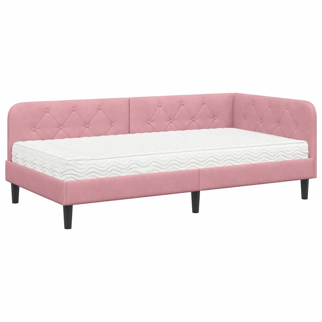 vidaXL Eckbettgestell Rosa 90 x 190 cm Samt