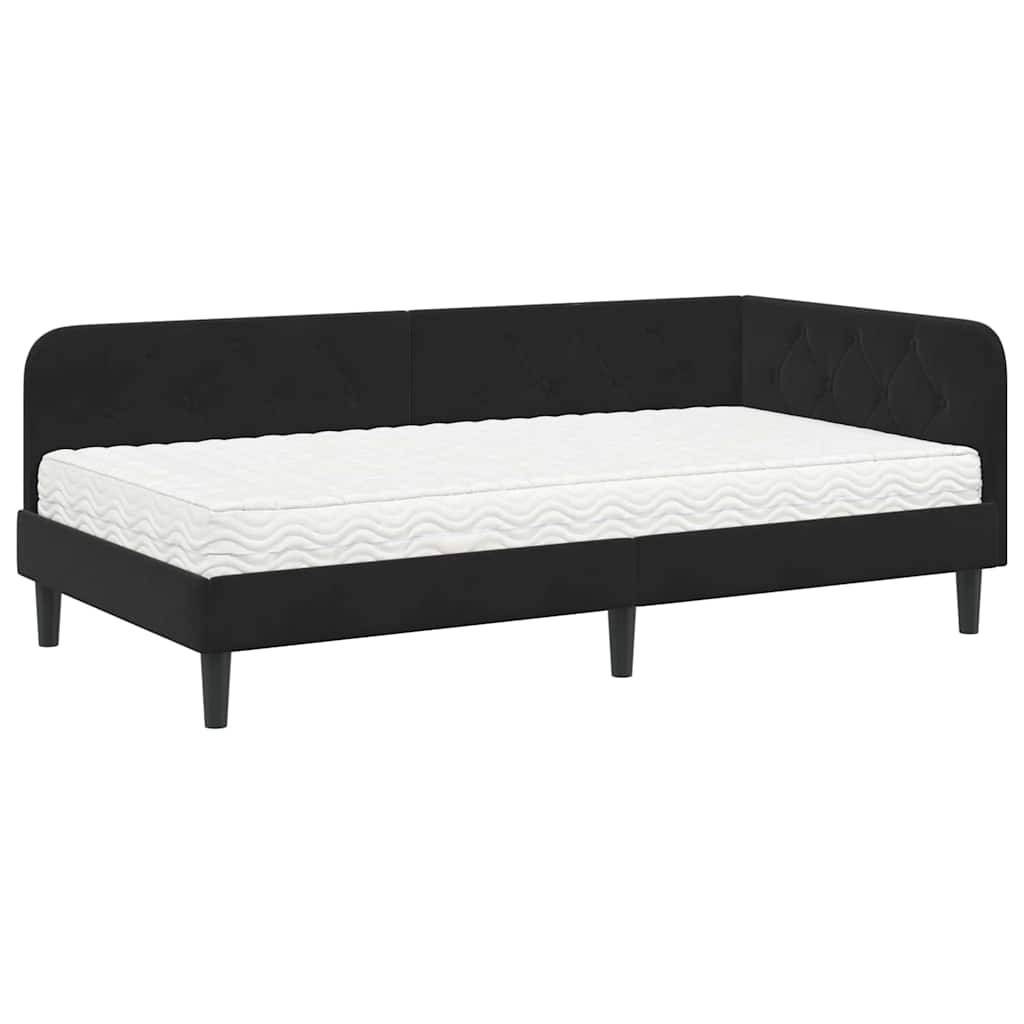 vidaXL Eckbettgestell Schwarz 90 x 190 cm Samt