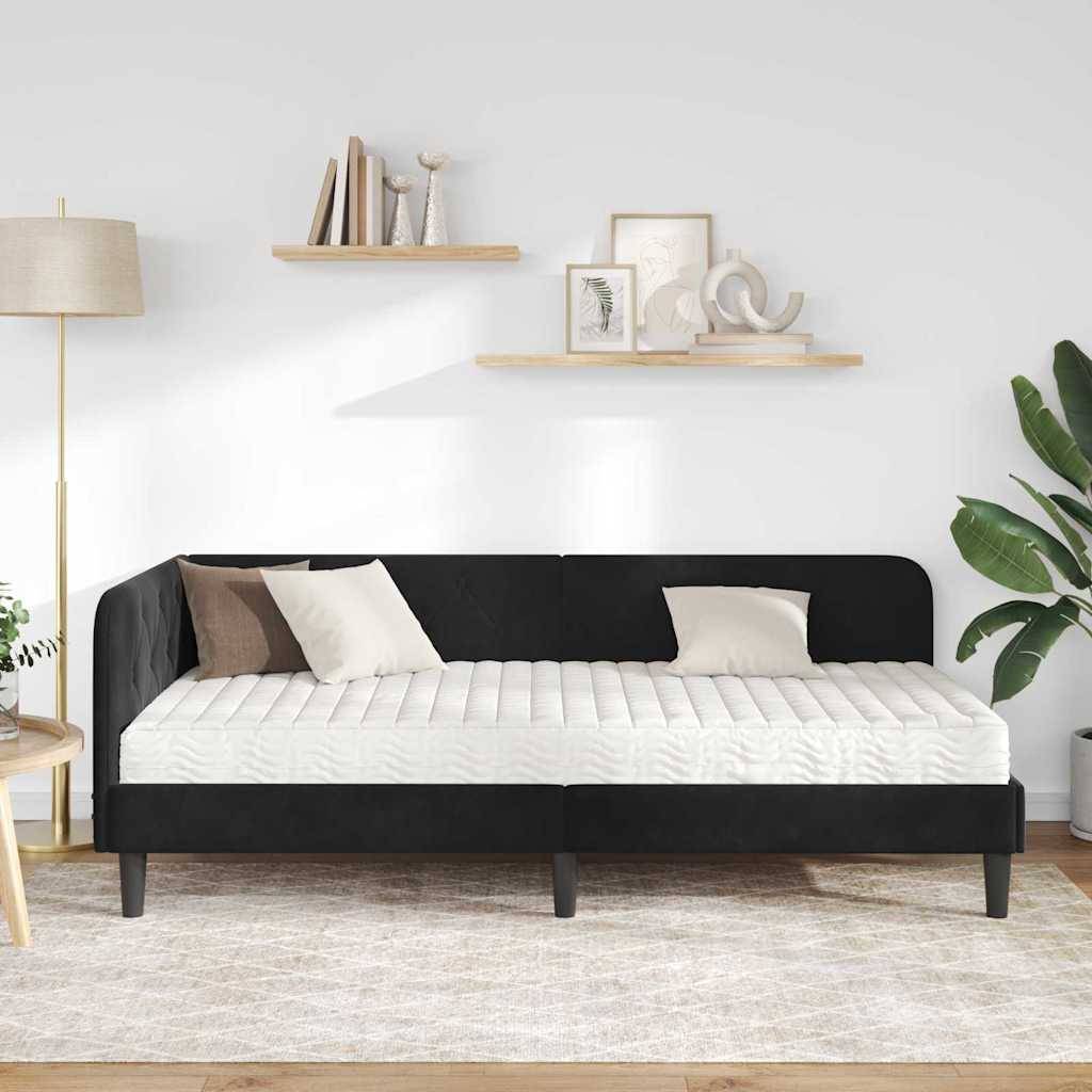 vidaXL Eckbettgestell Schwarz 90 x 190 cm Samt