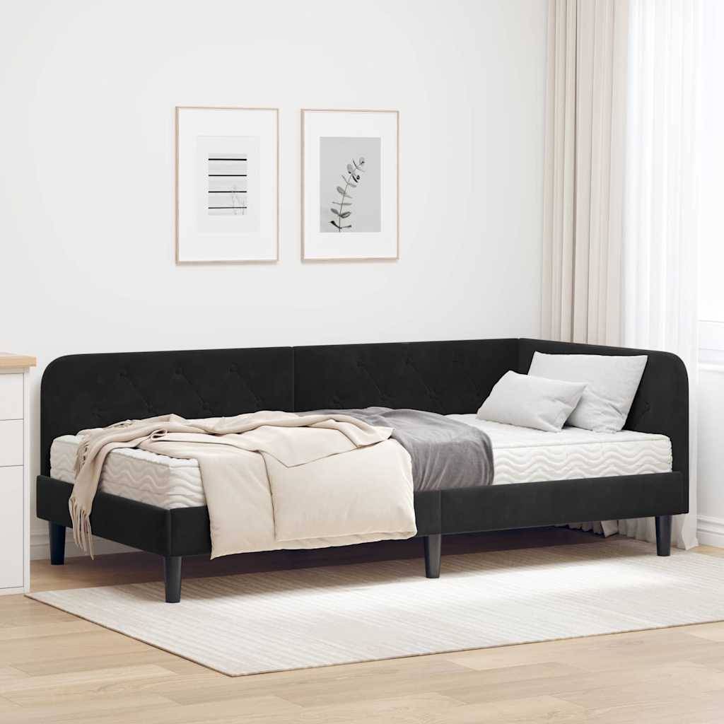 vidaXL Eckbettgestell Schwarz 90 x 190 cm Samt