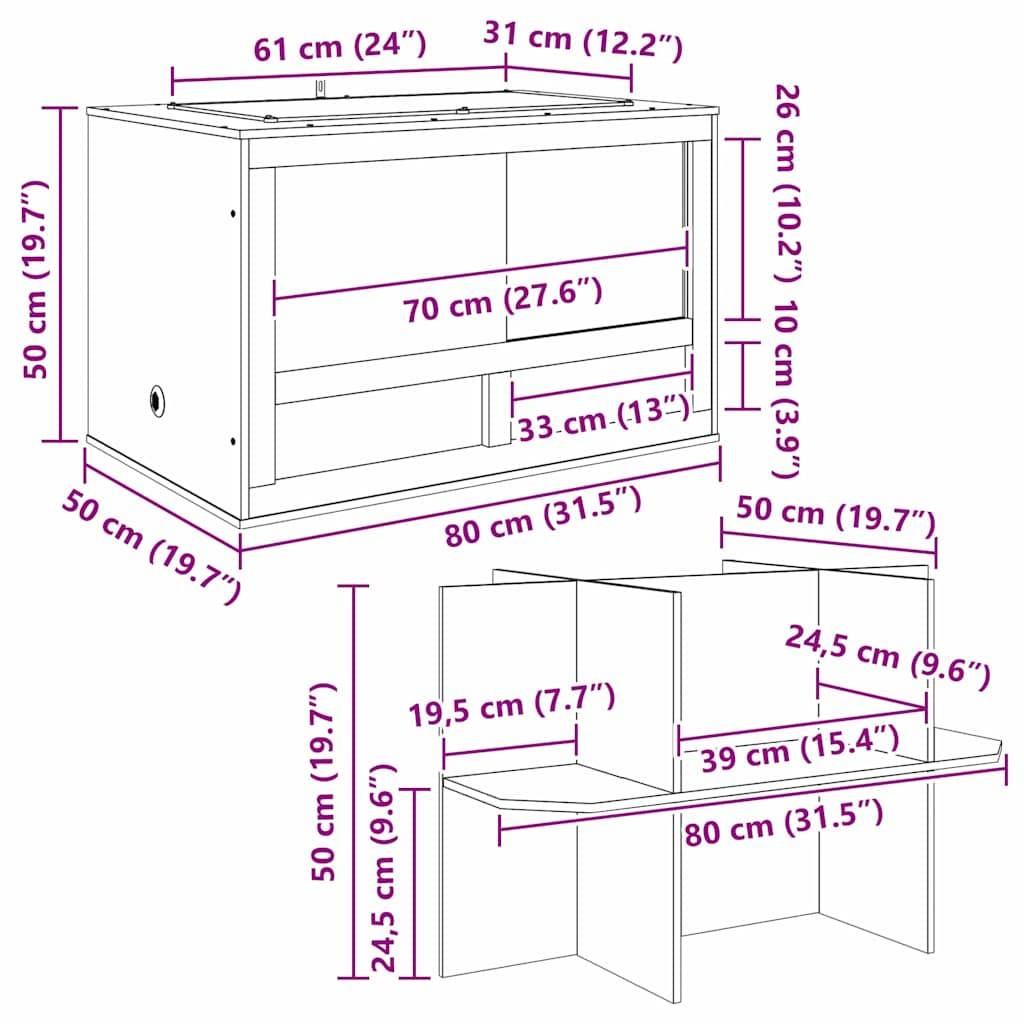 vidaXL Terrarium Braun 80 x 50 x 100 cm OSB