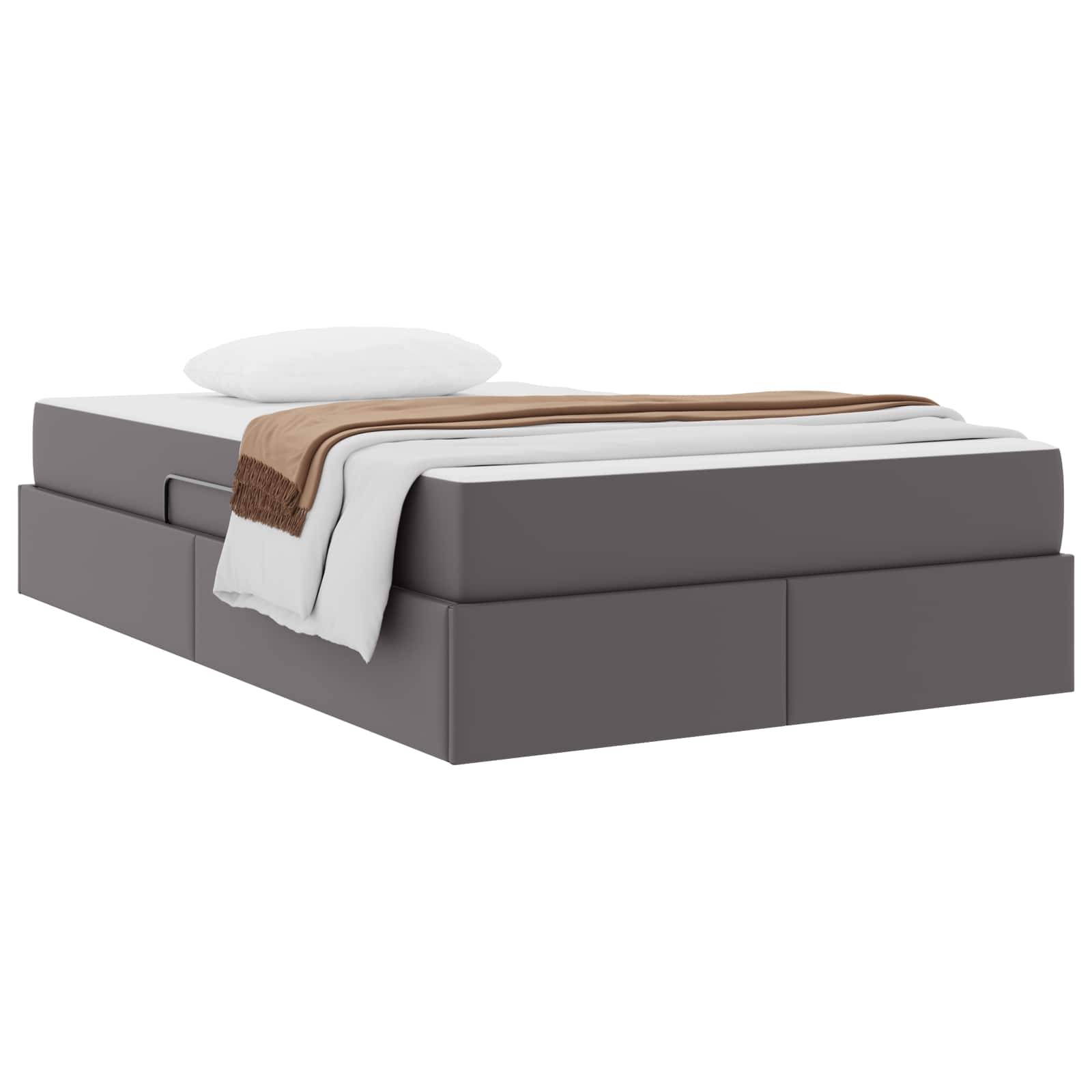 vidaXL Aufbewahrungsbett mit Matratze mit Matratze 2 pcs Grau Leder