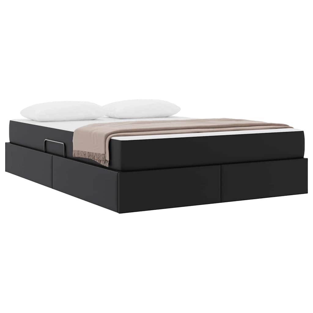 vidaXL Aufbewahrungsbett mit Matratze mit Matratze 2 pcs Schwarz Leder
