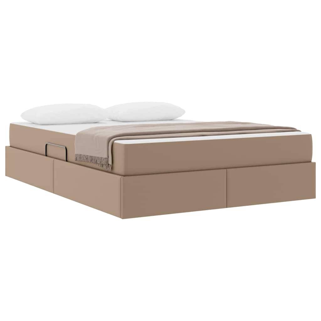 vidaXL Aufbewahrungsbett mit Matratze 2 pcs Cappuccino Leder
