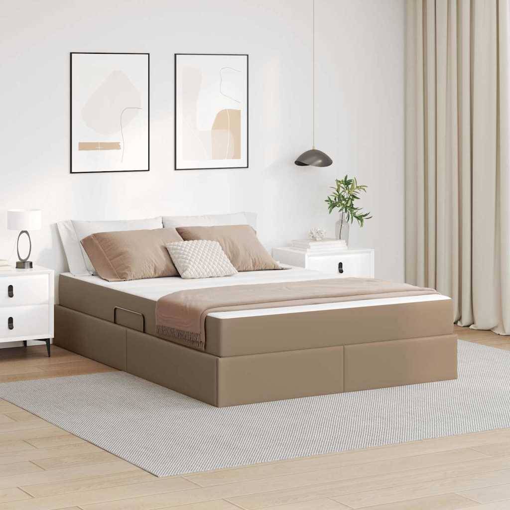 vidaXL Aufbewahrungsbett mit Matratze 2 pcs Cappuccino Leder