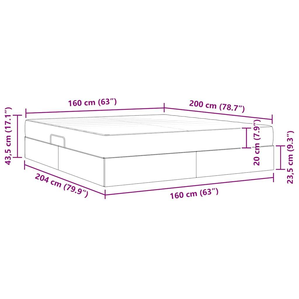 Bild eines Bettes mit Abmessungen: Länge 204 cm (79,9