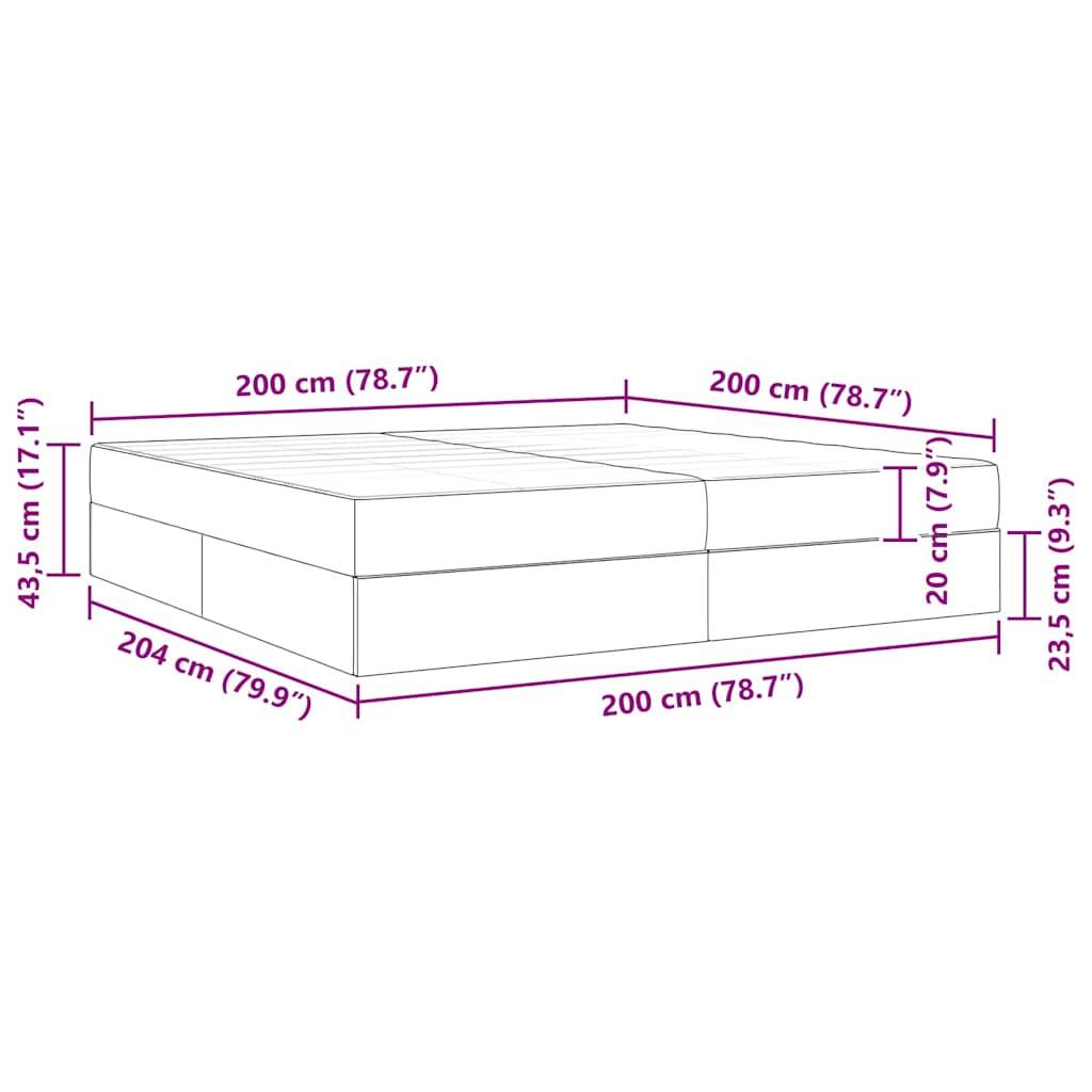 Diagramm eines Bettes mit beschrifteten Abmessungen: Länge 204 cm (79,9