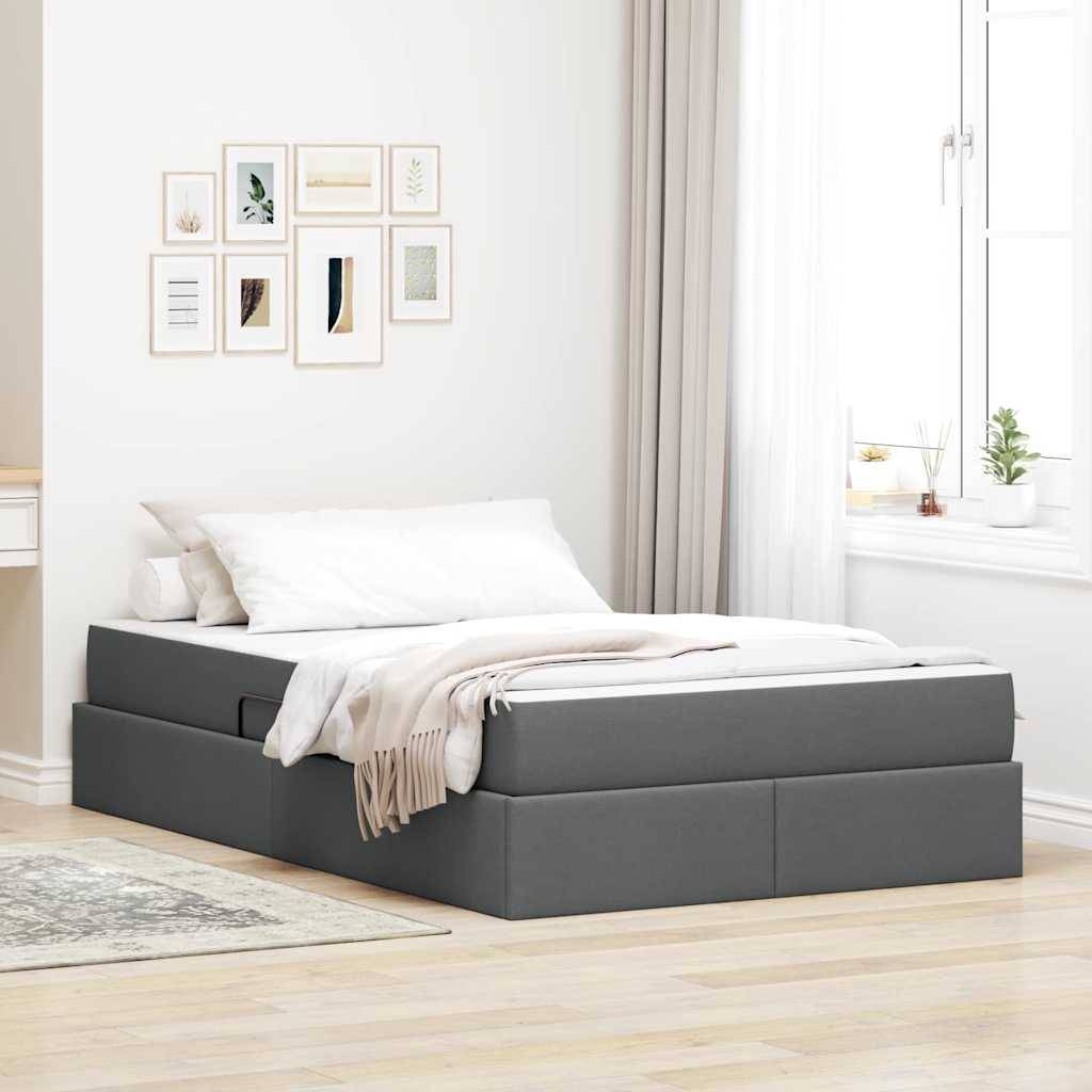 vidaXL Aufbewahrungsbett mit Matratze Dunkelgrau 120 x 200 cm