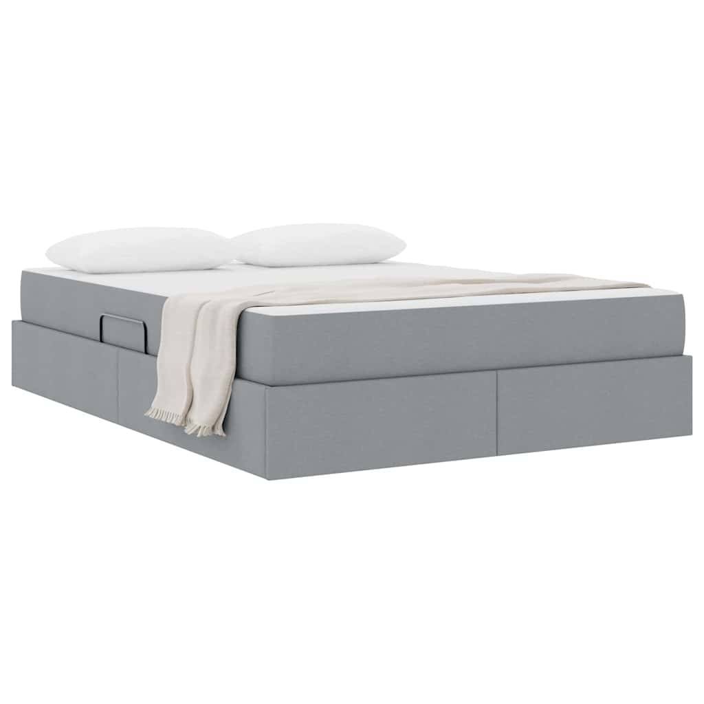vidaXL Aufbewahrungsbett mit Matratze Hellgrau 140 x 190 cm Polyester