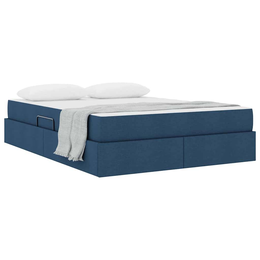 vidaXL Aufbewahrungsbett mit Matratze Blau 140 x 200 cm Polyester