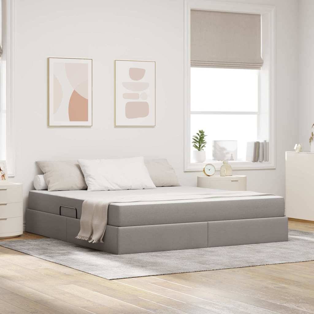 vidaXL Aufbewahrungsbett mit Matratze Taupe 160 x 200 cm Polyester
