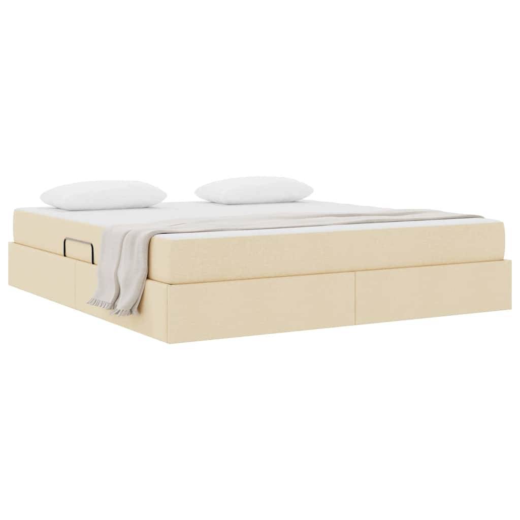 vidaXL Aufbewahrungsbett mit Matratze Creme 180 x 200 cm Polyester