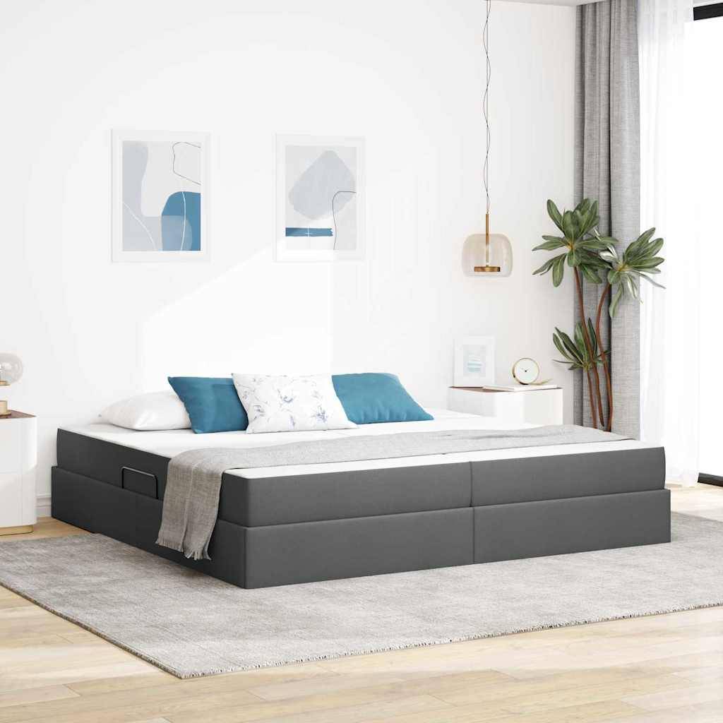 vidaXL Aufbewahrungsbett mit Matratze Dunkelgrau 200 x 200 cm