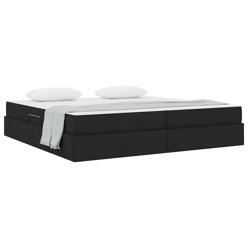 vidaXL Aufbewahrungsbett mit Matratze Schwarz 200 x 200 cm Polyester