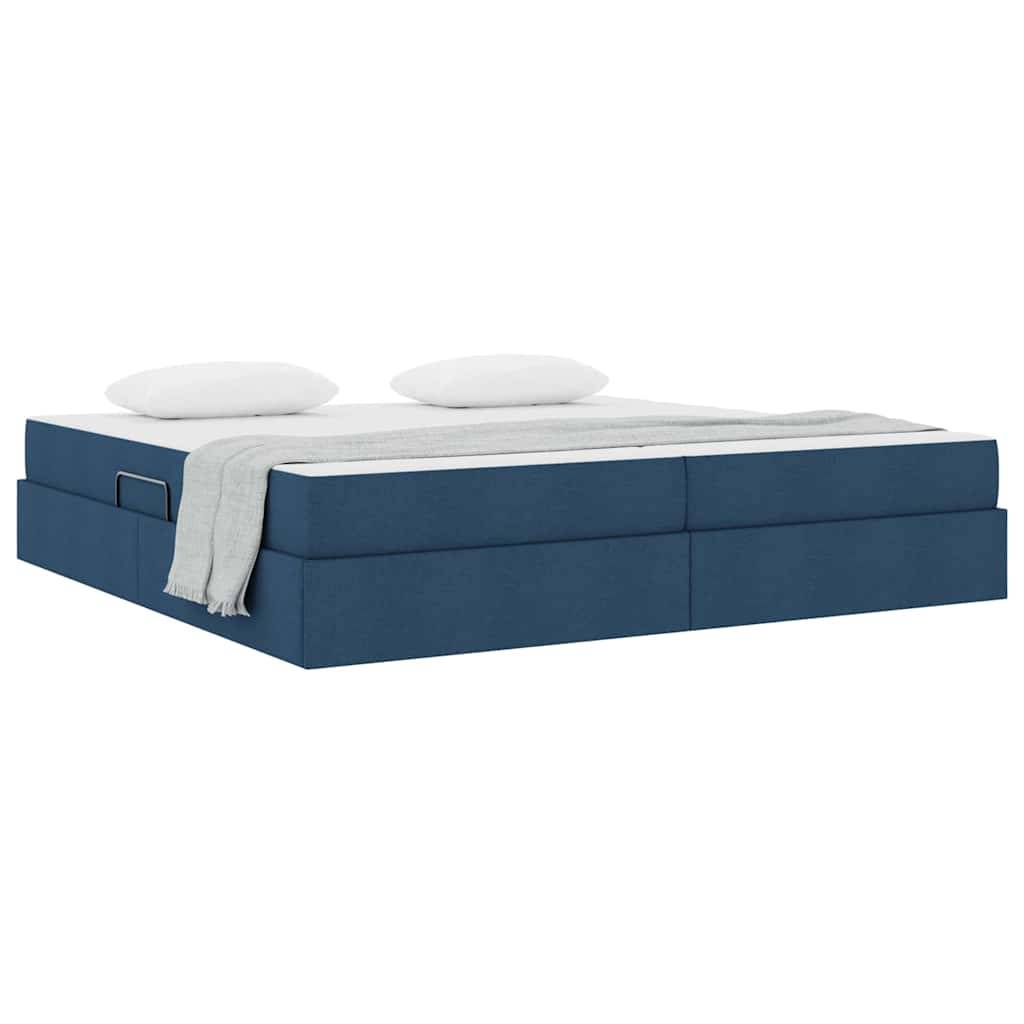 vidaXL Aufbewahrungsbett mit Matratze Blau 200 x 200 cm Polyester