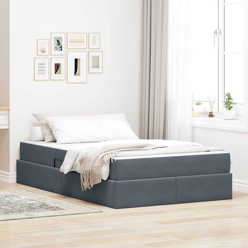 vidaXL Aufbewahrungsbett mit Matratze Dunkelgrau 120 x 200 cm Samt