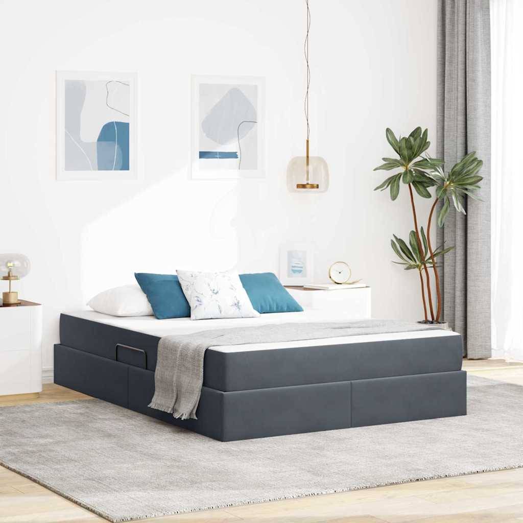 vidaXL Aufbewahrungsbett mit Matratze Dunkelgrau 140 x 200 cm Samt