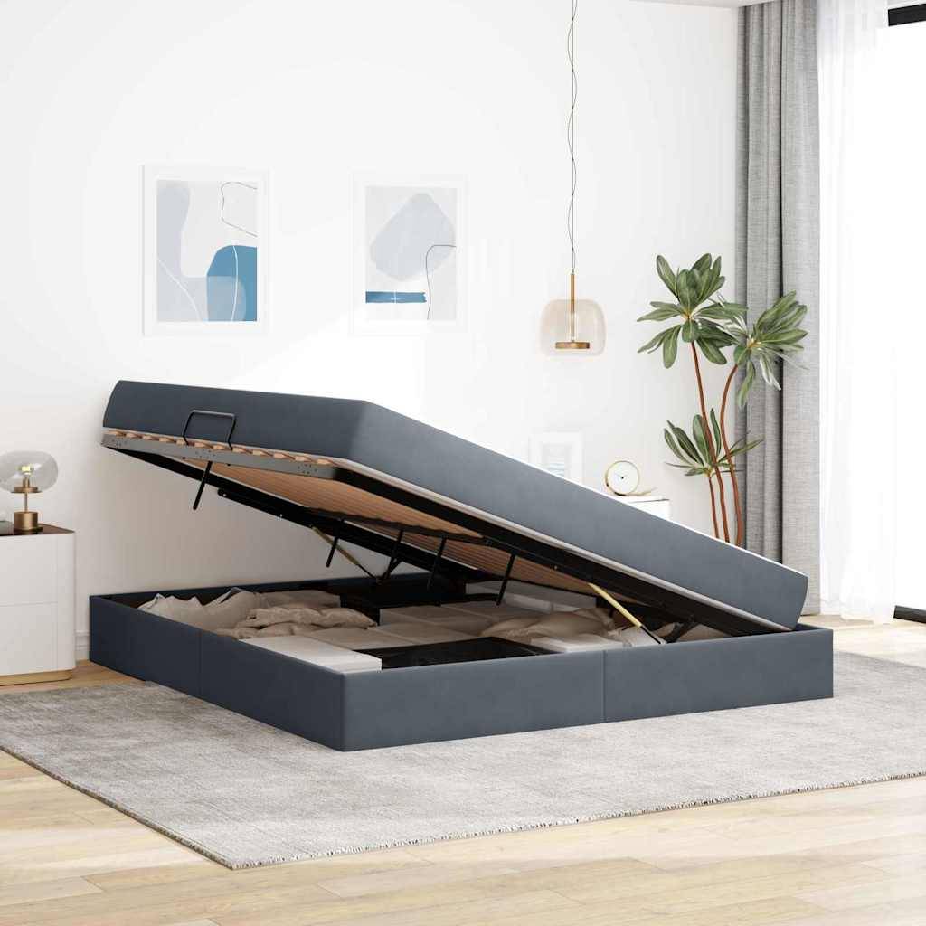 vidaXL Aufbewahrungsbett mit Matratze Dunkelgrau 180 x 200 cm Samt