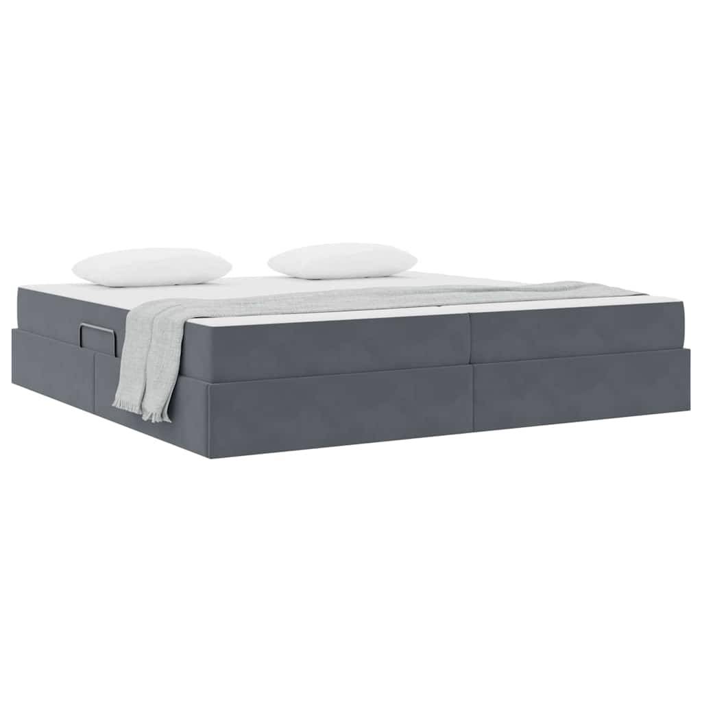 vidaXL Aufbewahrungsbett mit Matratze Dunkelgrau 200 x 200 cm Samt