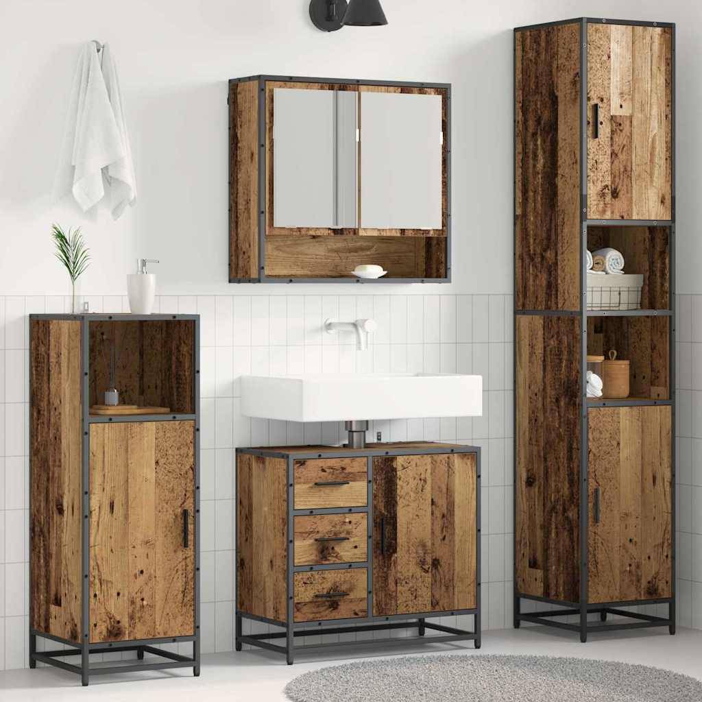 vidaXL Badezimmermöbel-Set mit Schubladen 3 pcs Altholz Holzwerkstoff