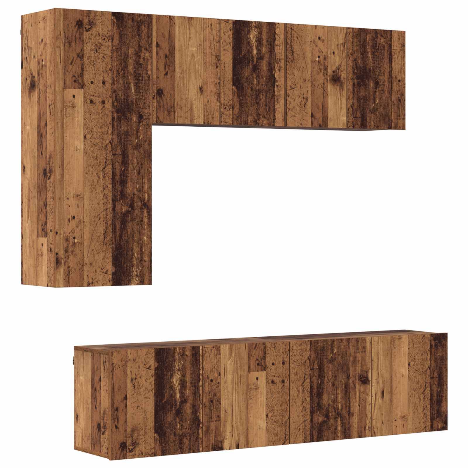 vidaXL TV-Wandmöbel Wandmontiert 5 pcs Altholz Holzwerkstoff