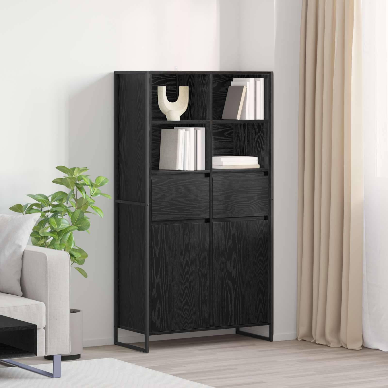 vidaXL Sideboard 2 pcs Schwarz Eichen-Optik 81 x 36 x 150.5 cm