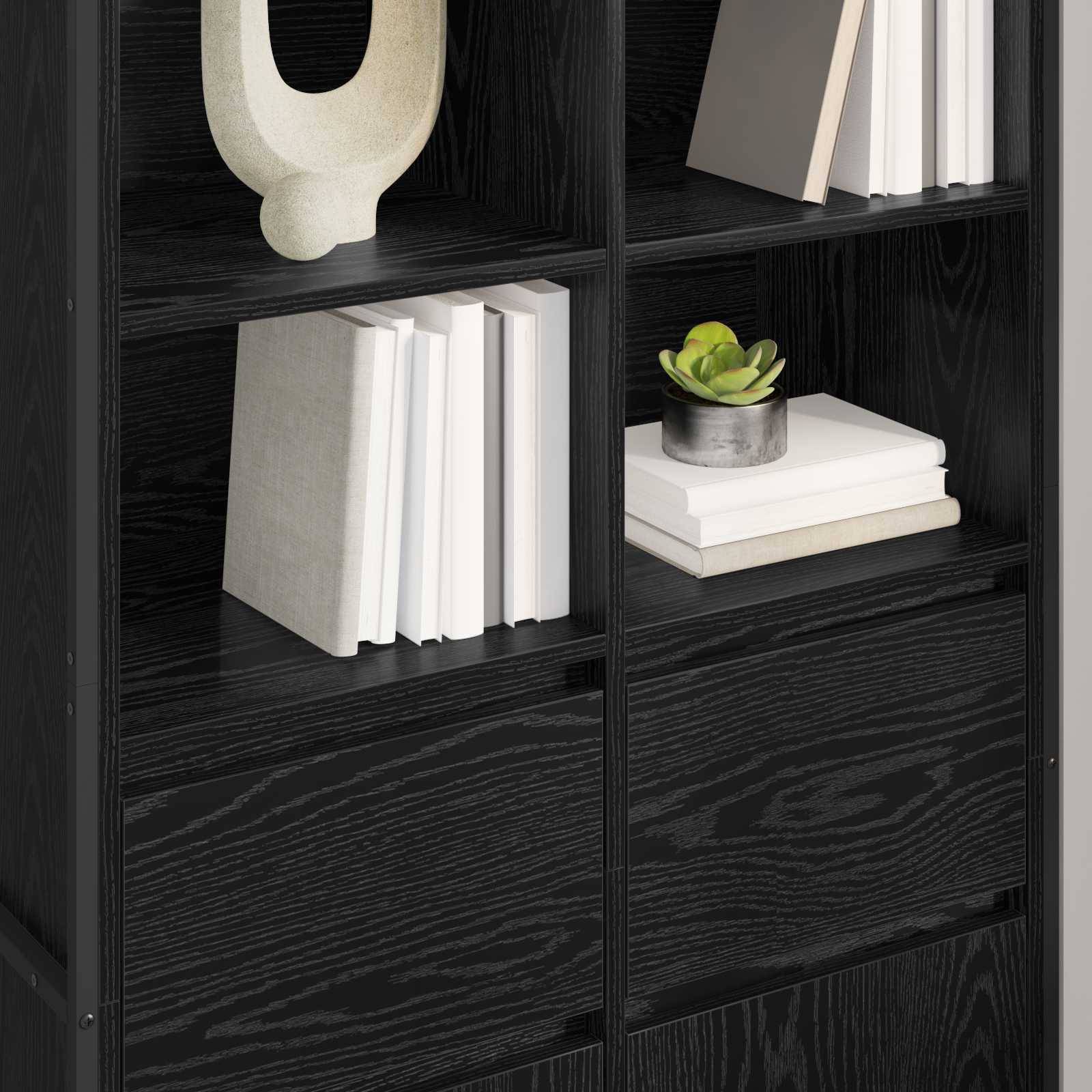 vidaXL Sideboard 2 pcs Schwarz Eichen-Optik 81 x 36 x 150.5 cm