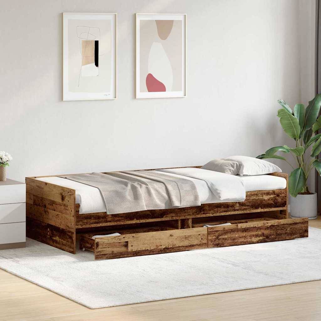vidaXL Bettrahmen Altholz 90 x 200 cm Massives Kiefernholz