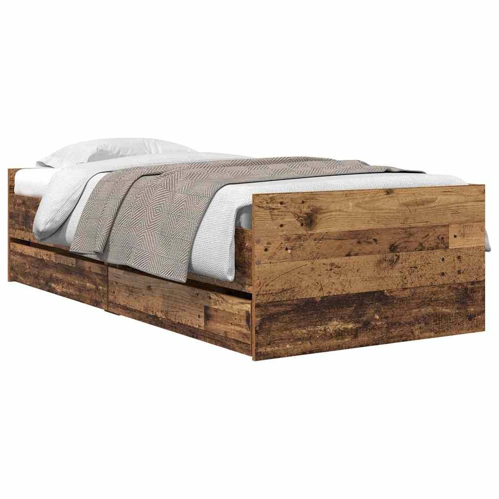 vidaXL Bettrahmen Altholz 90 x 200 cm Massives Kiefernholz