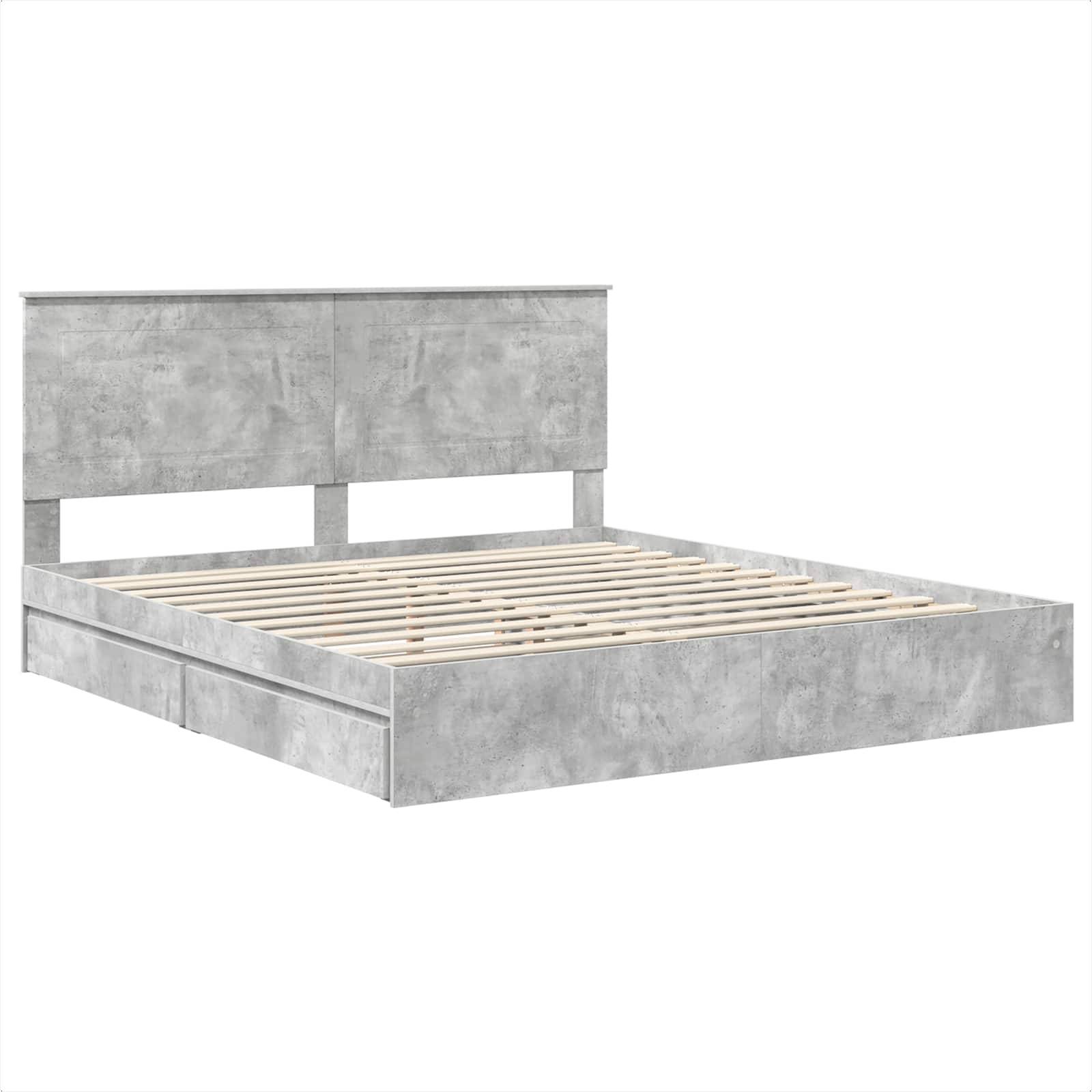 vidaXL Aufbewahrungsbett Beton Grau 200 x 200 cm Holzwerkstoff