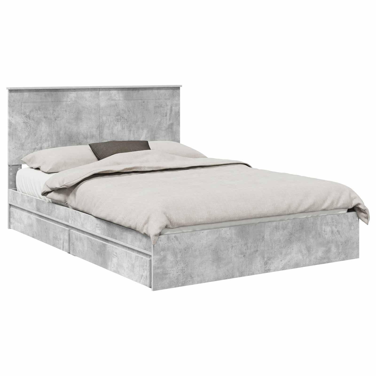 vidaXL Aufbewahrungsbett Beton Grau 150 x 200 cm Holzwerkstoff