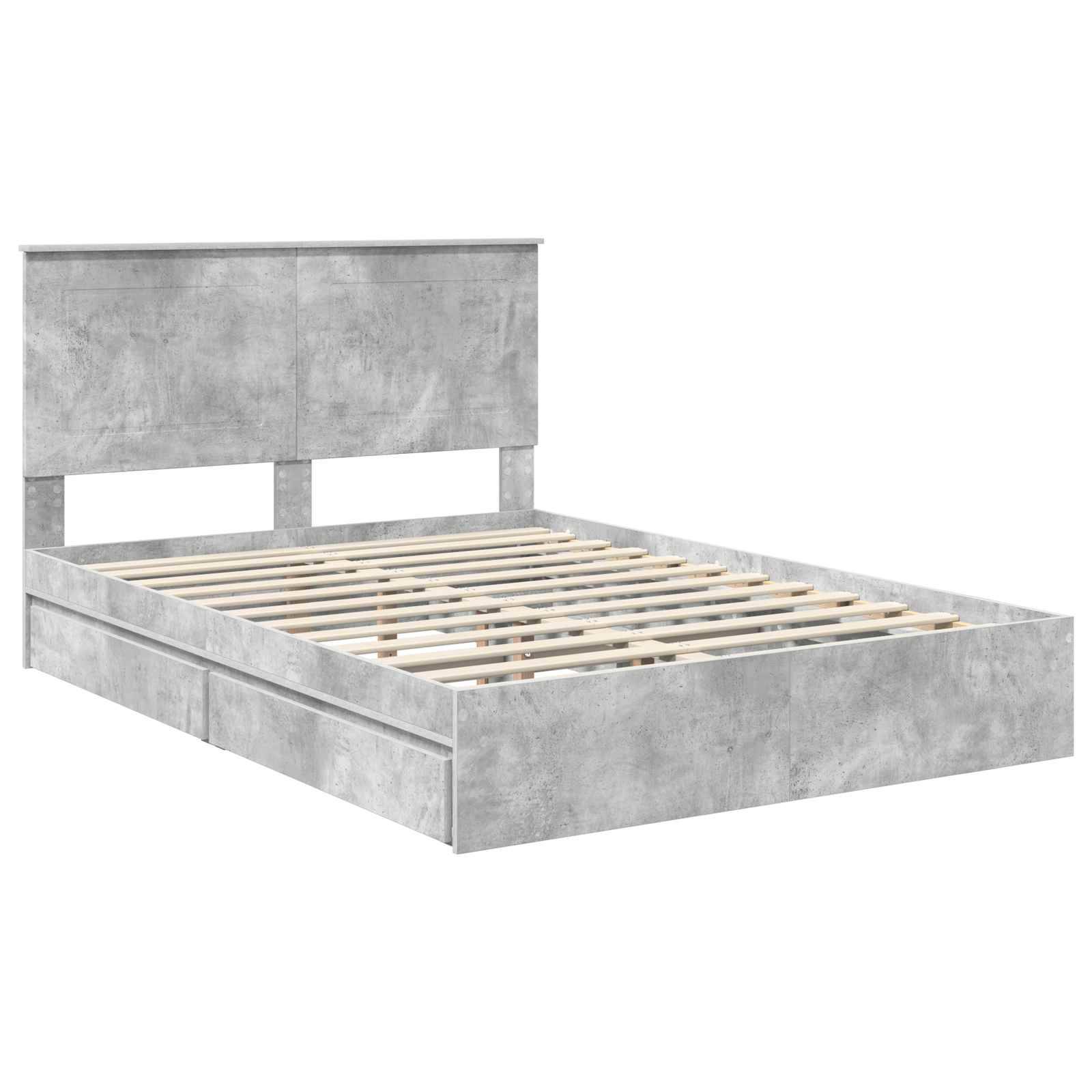 vidaXL Aufbewahrungsbett Beton Grau 150 x 200 cm Holzwerkstoff