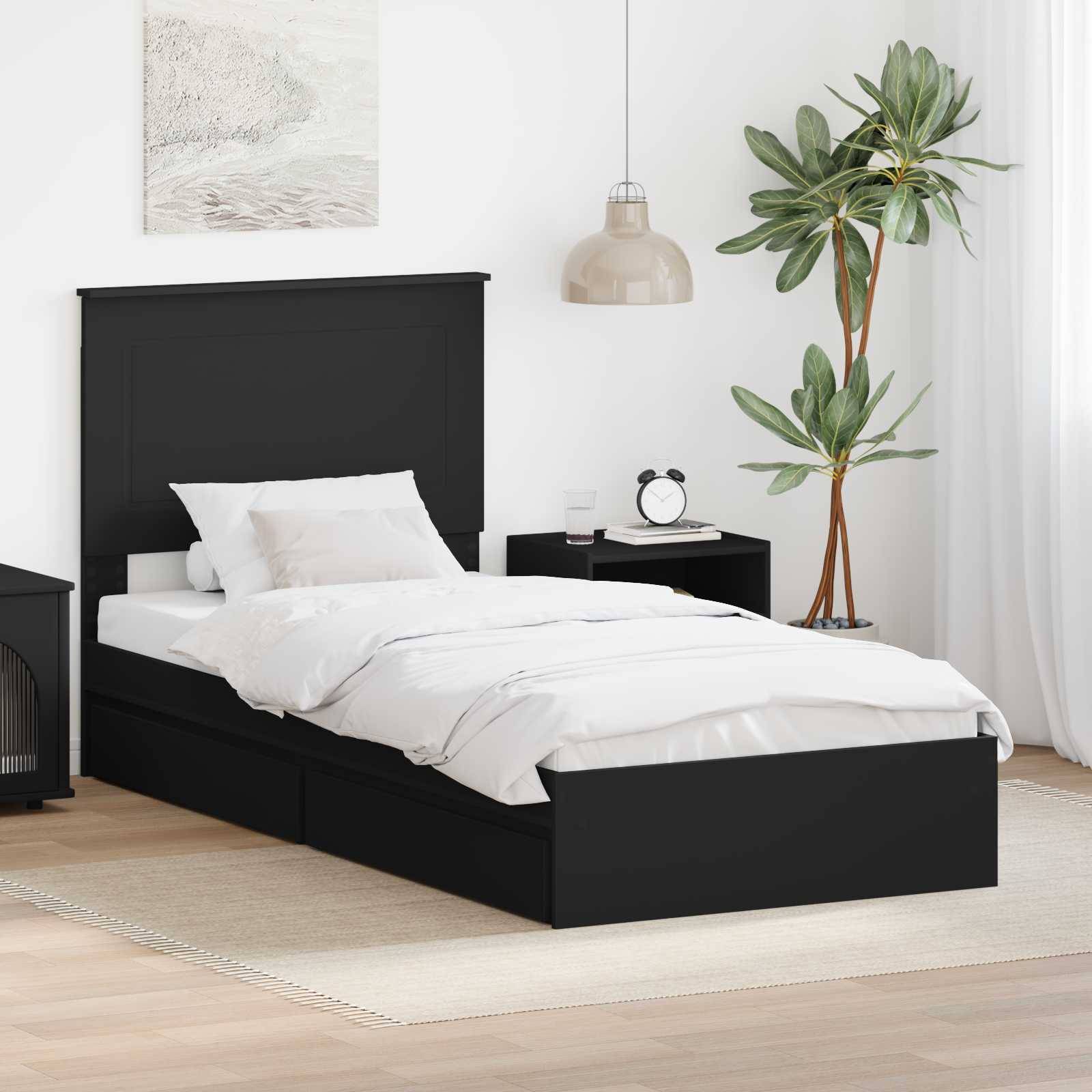vidaXL Aufbewahrungsbett Schwarz 90 x 190 cm Holzwerkstoff