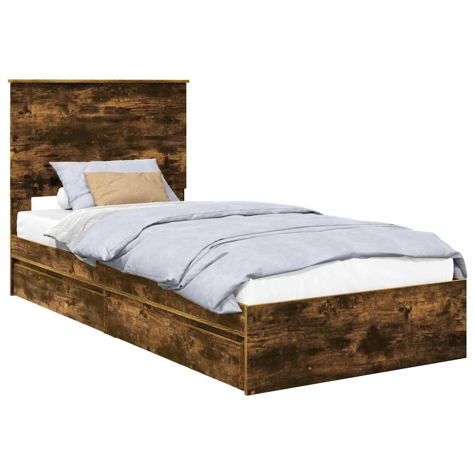 vidaXL Aufbewahrungsbett Geräucherte Eiche 75 x 190 cm Holzwerkstoff
