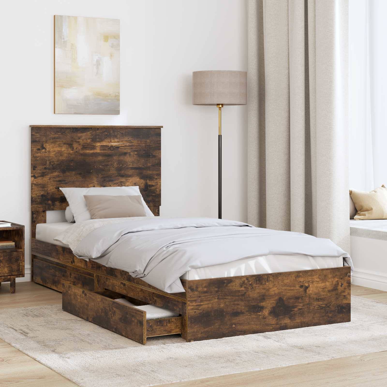vidaXL Aufbewahrungsbett Geräucherte Eiche 75 x 190 cm Holzwerkstoff