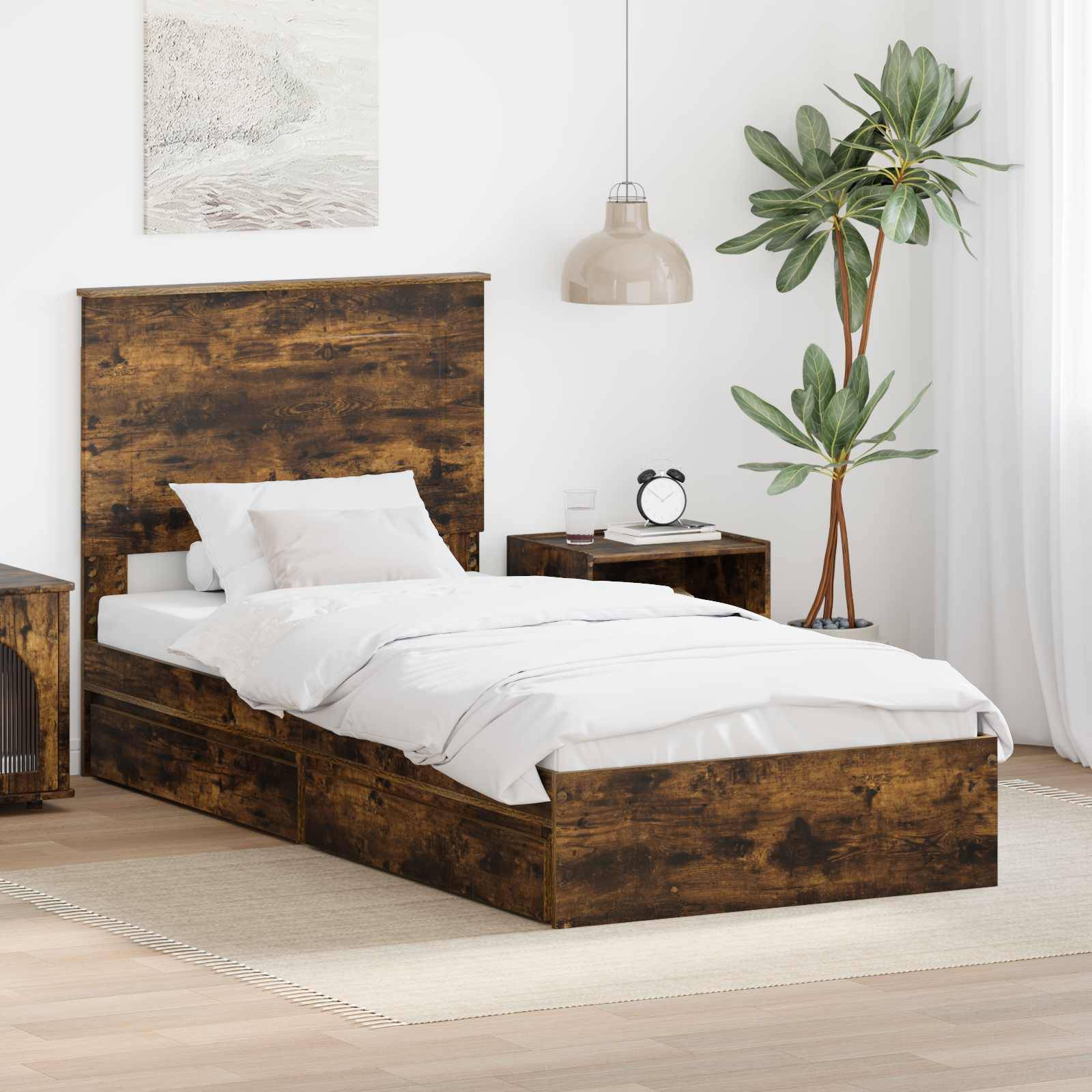 vidaXL Aufbewahrungsbett Geräucherte Eiche 75 x 190 cm Holzwerkstoff