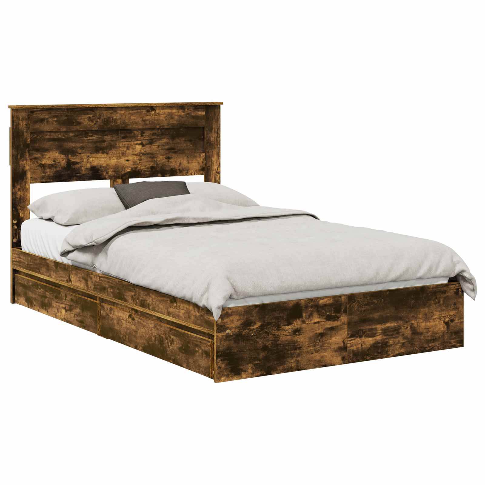 vidaXL Aufbewahrungsbett Geräucherte Eiche 135 x 190 cm Holzwerkstoff